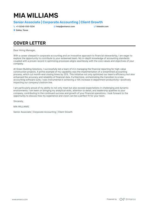 Professional Corporate Accounting Cover Letter Examples And Template