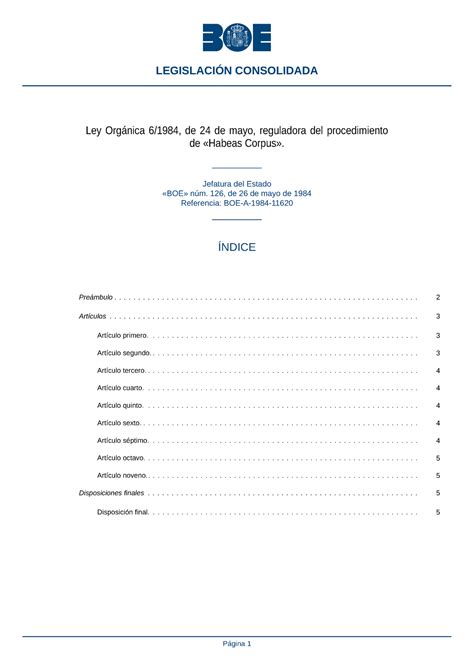 Ley Reguladora Habeas Corpus Ley Org Nica De De Mayo