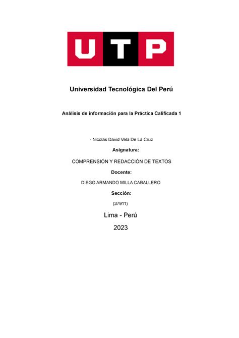 Pr Ctica Calificada Asdasd Universidad Tecnol Gica Del Per