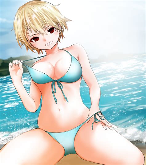 Kuroba Dam Original Commentary Request Highres Girl Beach Bikini Bikini Bottom Pull