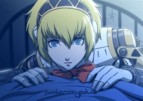 Safebooru 1girl Aegis Aegis Persona Android Bed Blonde Hair Blue