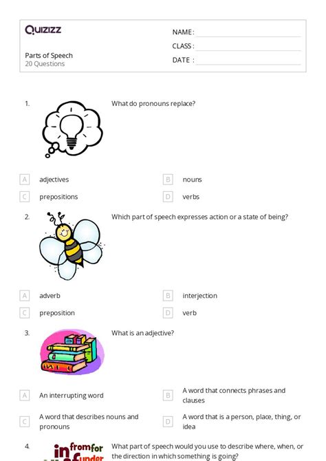 50 Parts Of Speech Worksheets For 6th Grade On Quizizz Free And Printable