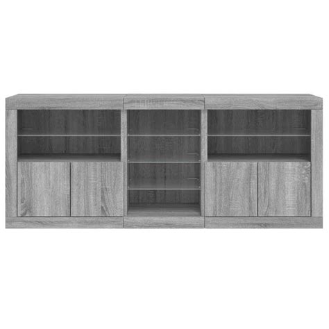 Buffet Avec Lumi Res LED Sonoma Gris 162x37x67 Cm EBay