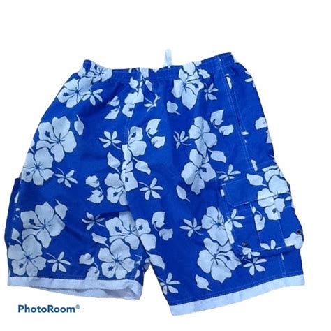 10 W Swim Mens Blue Hawaiian Print Swim Trunks Sz Xl Poshmark