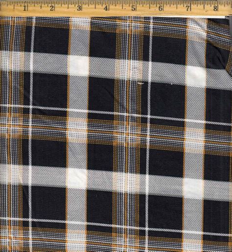 Plaid Knits Dty Brushed Polyester Knit Spandex Fabric Dtybrushpl1320 Black Mustard Ivory