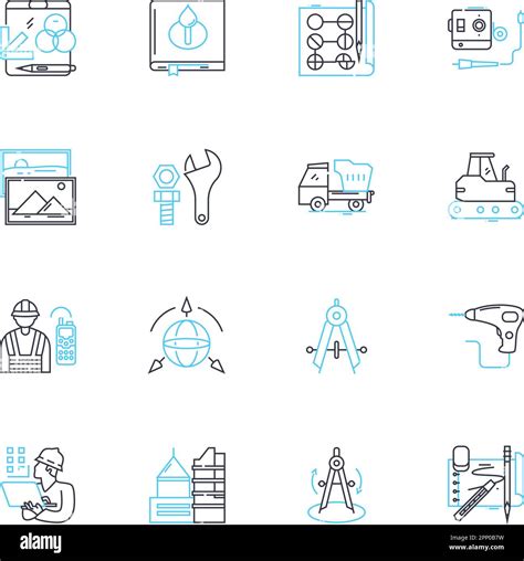 Engineering Linear Icons Set Innovation Technology Design Analysis