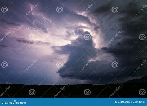 Lightning and Supercell Thunderstorm Clouds Stock Photo - Image of ...