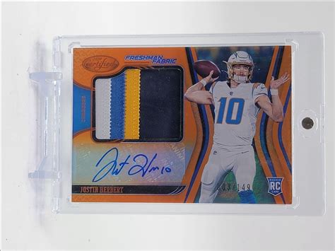 Justin Herbert Certified Rpa Rookie Patch Orange Rc Auto