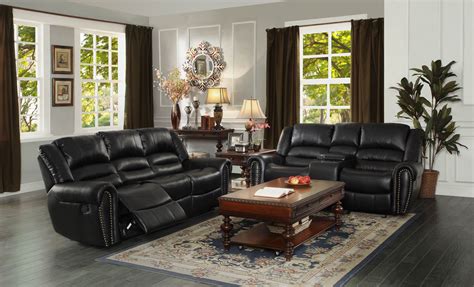 Center Hill Black Double Reclining Living Room Set From Homelegance