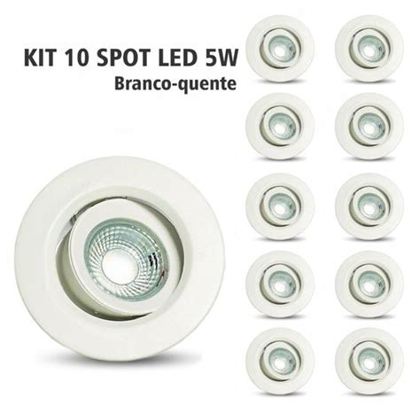 Kit Spot Led Cob W Dicr Ica Direcion Vel Redondo Embutir Branco