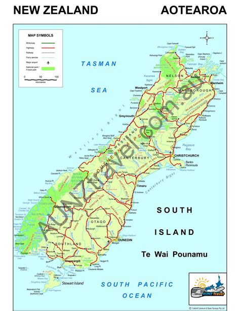 Map Of New Zealand South Island | AUNZTravel