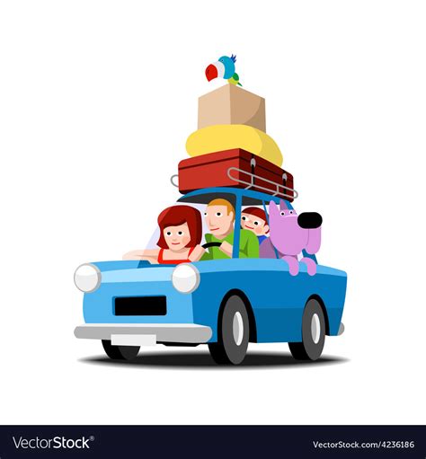 Family goes on vacation by car Royalty Free Vector Image