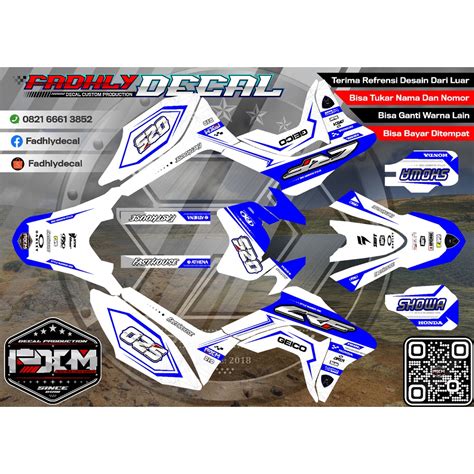 Jual Decal Crf L Full Body Putih Biru Fullbody Keren Elegan