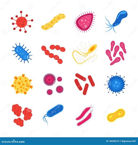 Color Virus And Bacteria Icons Set Vector Stock Vector Illustration