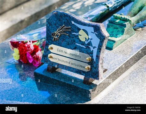 Edith Piaf Grave In Pere Lachaise Cemetery Paris France Stock Photo