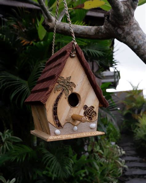 Wooden Handmade Bird House from Banana Bark for Hanging Garden Decoration - Gangga Sukta