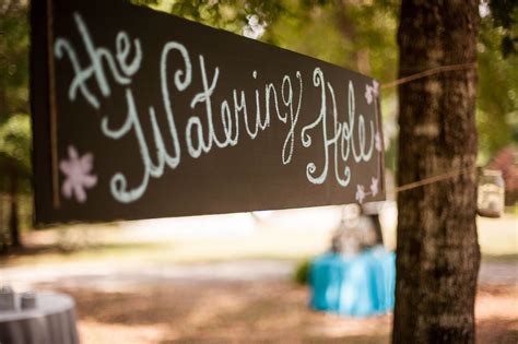 Rustic Outdoor Wedding Drink Stationwatering Hole Wedding