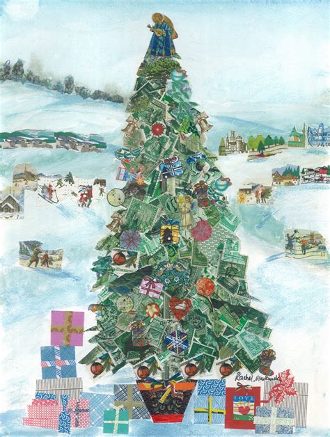 Rachel Markwick Stamp Collage Christmas Tree Card