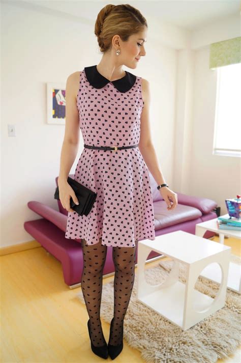 The Joy Of Fashion Outfit Girly In Pink And Polka Dot Tights