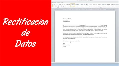 Como hacer una carta de rectificación de datos YouTube