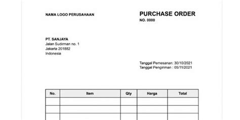 Contoh Po Atau Purchase Order Ini Pengertiannya Lengkap Dengan Fungsi