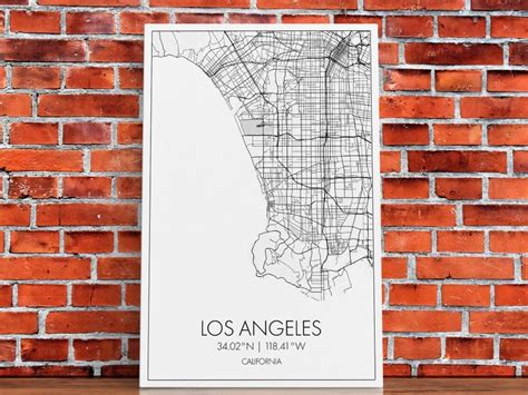 Los Angeles Street Map California Map City Map Art Modern Art Wall