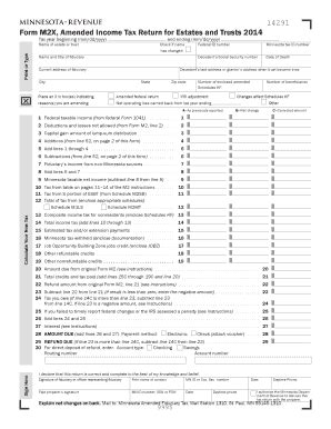 Fillable Online Revenue State Mn 14291 Form M2X Amended Income Tax