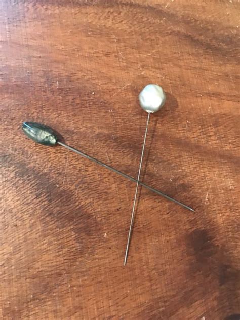 Antique Hat Pins Two Vintage Clothing Accessories One Dark Etsy