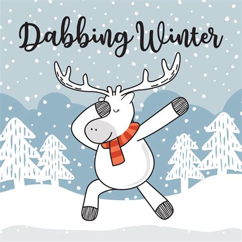 Deer Doodle Dabbing Dance Winter Reindeer Dab Cartoon 4296651 Vector