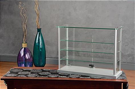 Aluminum Display Case Countertop Showcase With 2 Swing Open Doors