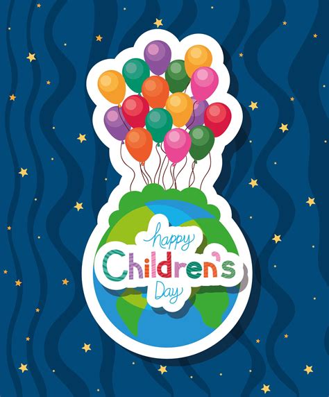 Happy Childrens Day With World And Balloons Vector Design 2092023