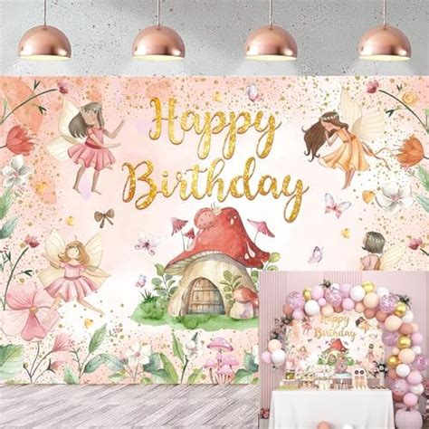 Amazon Fairy Happy Birthday Backdrop X Ft Flower Fairy Birthday