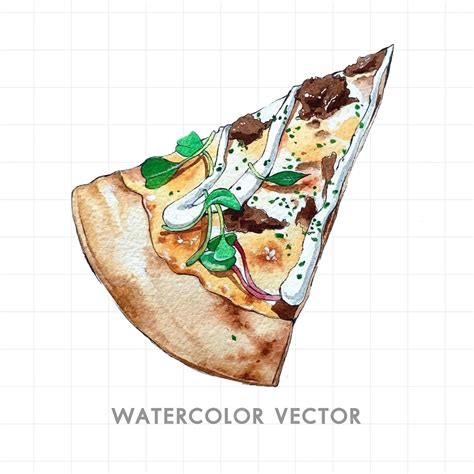 Premium Vector | Pizza painted in watercolor