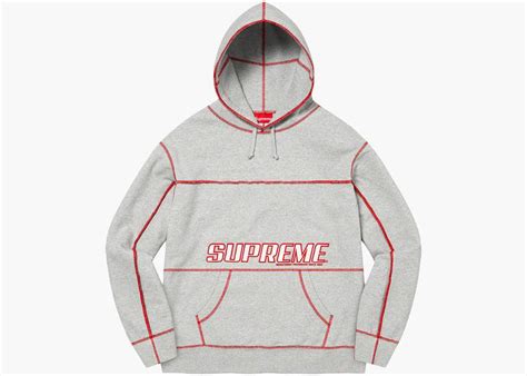 Supreme Coverstitch Hooded Sweatshirt Heather Grey Hype Clothinga