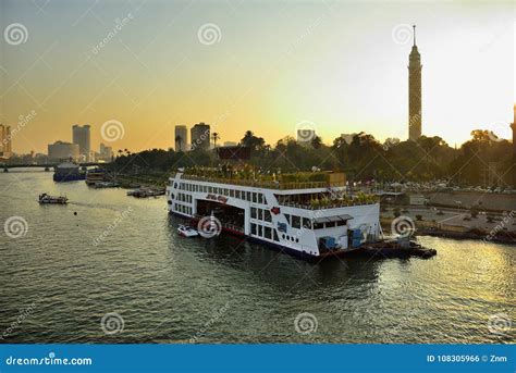 Scenic View Of Cairo And Nile River During Sunset Egypt Editorial