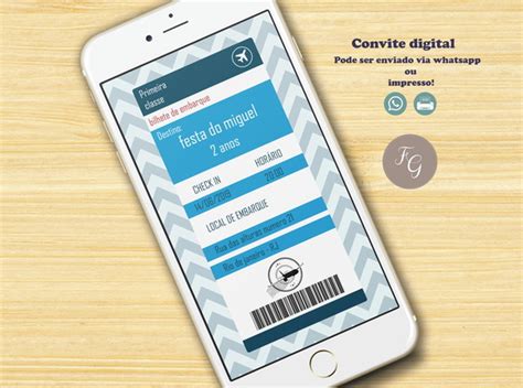 Convite Digital Infantil Bilhete De Embarque Elo
