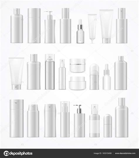 Realistic Template Blank White Big Cosmetic Bottles Set Isolated Vector Stock Vector By ©mouse