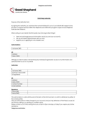 Fillable Online Goodshep Org Third Party Authority Form Telephone And