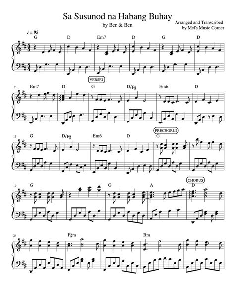 Ben Ben Sa Susunod Na Habang Buhay Piano Sheet Music Sheets By Mel