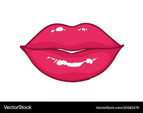 Bright Pink Glossy Lips Or Sexy Mouth Isolated On Vector Image