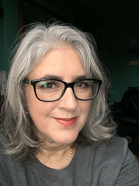 Natural Gray Hair Long Gray Hair Ageless Hair Grey Hair And Glasses