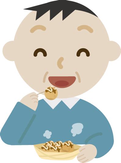 たこ焼きを食べる中年の男性のイラスト1 無料イラスト素材のillalet