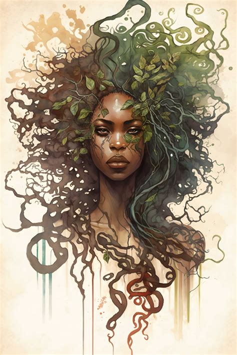 Earth Deity Fantasy Painting Wall Art Earth Goddess Digital Etsy In