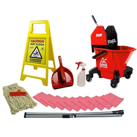 Tc Commercial Mop Bucket Set Red Floor Cleaning Starter Kit