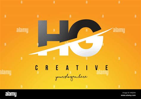 Hg H G Letter Modern Logo Design With Swoosh Cutting The Middle Letters