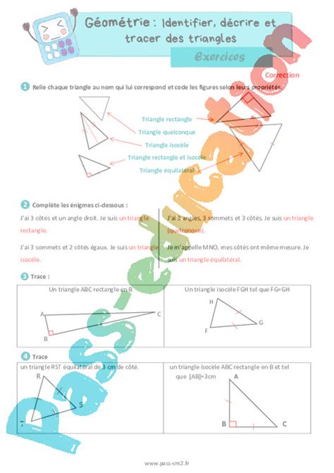 Identifier et décrire des triangles Exercices de géométrie pour le