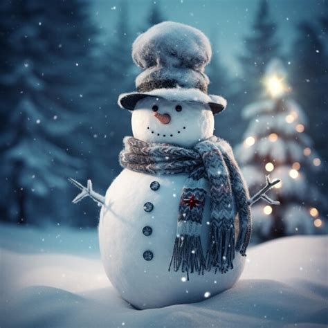 Premium Ai Image Christmas Snowman With Hat And Scarf In Snow Universe