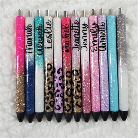 Personalized Glitter Gel Pen Custom Epoxy Glitter Pen Custom Etsy