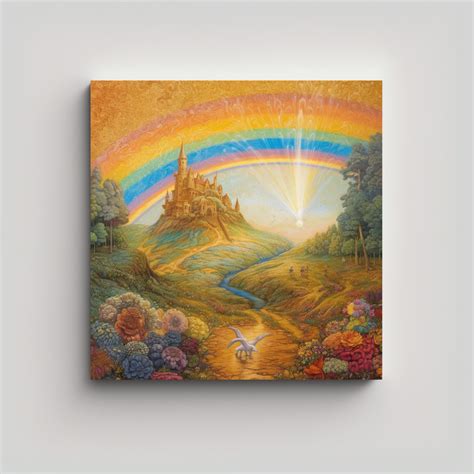 Cuadro Lienzo Paisaje Arco Iris Dorado Decoraci N Moderna Decocuadros