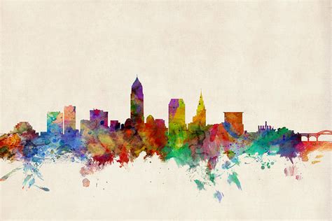 Cleveland Ohio Skyline Digital Art By Michael Tompsett Fine Art America